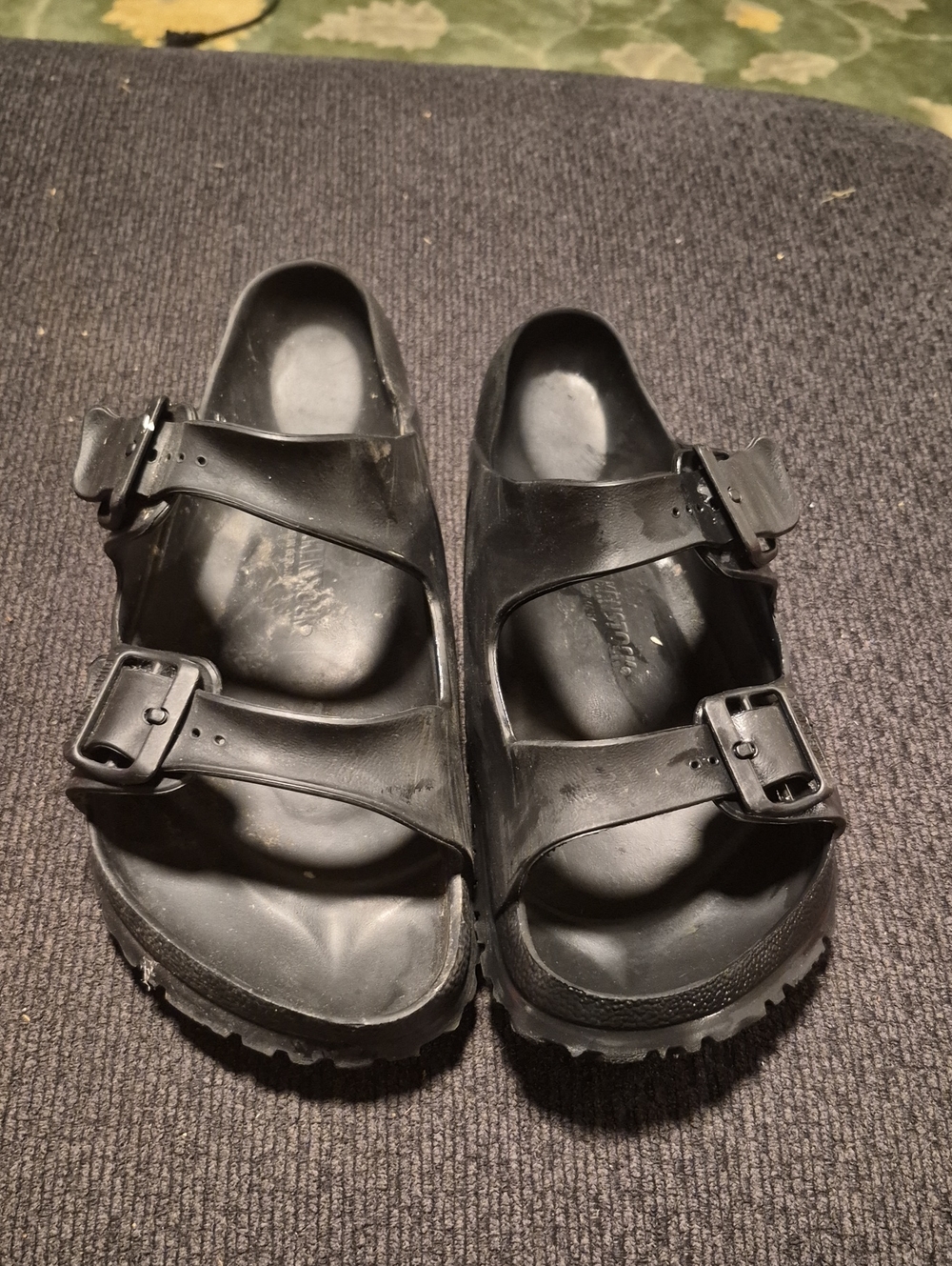 Black Double-Strap Slip-On Sandals